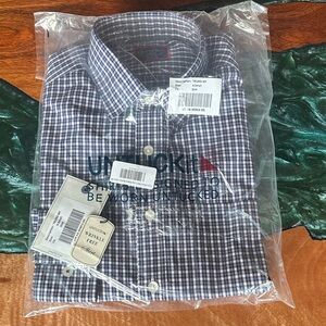 UNTUCKit Men's Navy and White Plaid Shirt